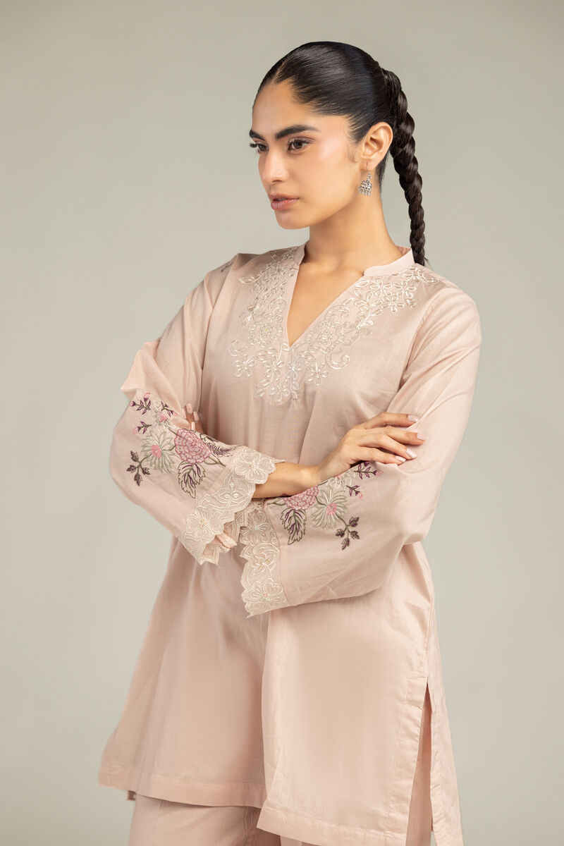 Embroidered | Cambric | V-Neck Short Kurta | USD 40.00