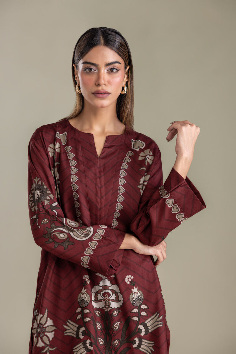 Printed | Viscose Crepe | Short Maroon Tunic | USD 40.00