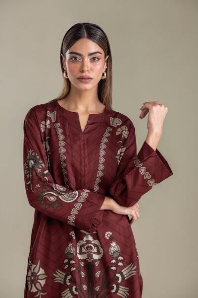 Printed | Viscose Crepe | Short Maroon Tunic | USD 40.00