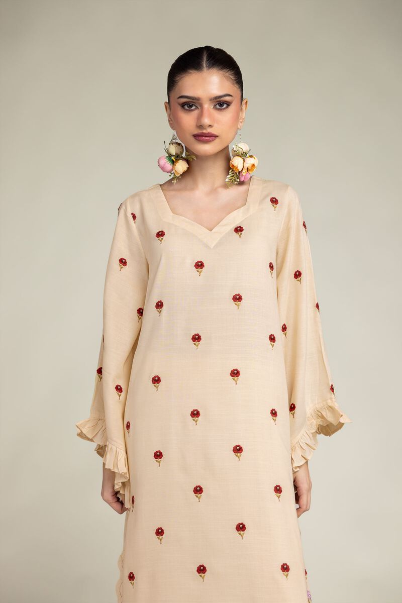 Embroidered | Raw Silk | Floral Silk Kurta | USD 55.00