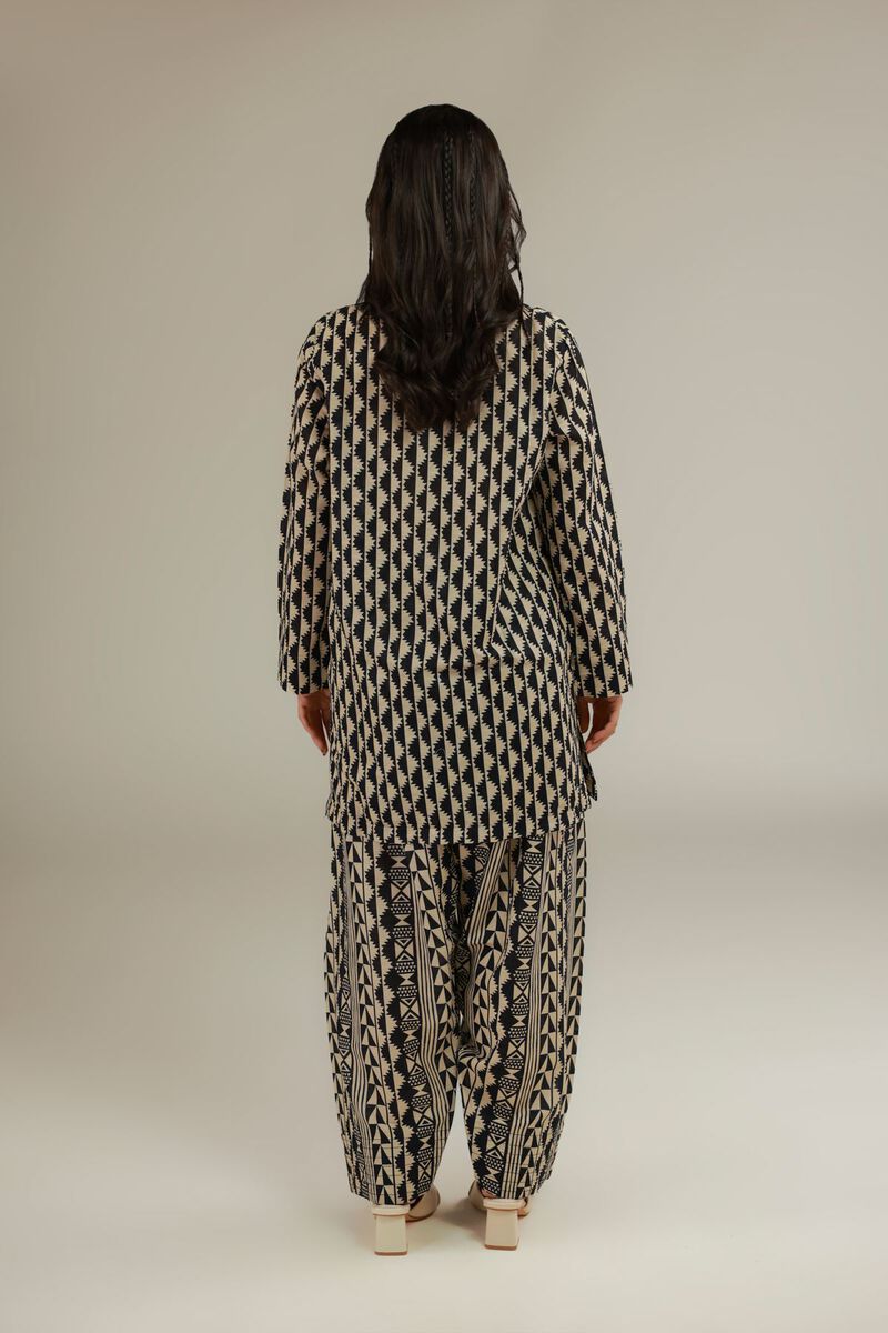 Printed | Textured Cotton | Geometric V-Neck Kurta | USD 30.00