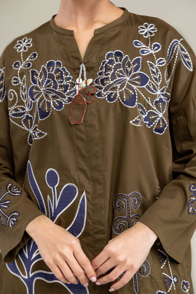 Embroidered | Cambric | Floral V-Neck Blouse | USD 45.00