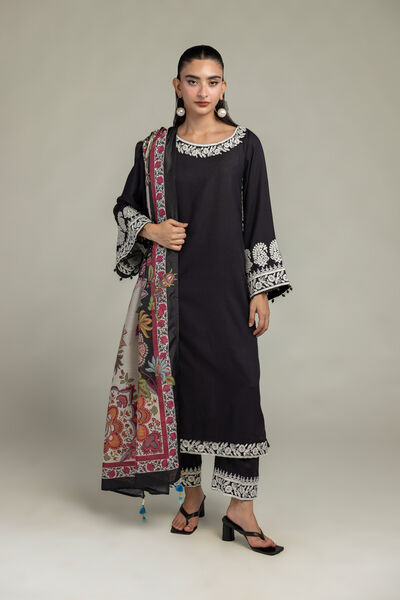 Embroidered | Raw Silk | Black Silk Pants | USD 30.00