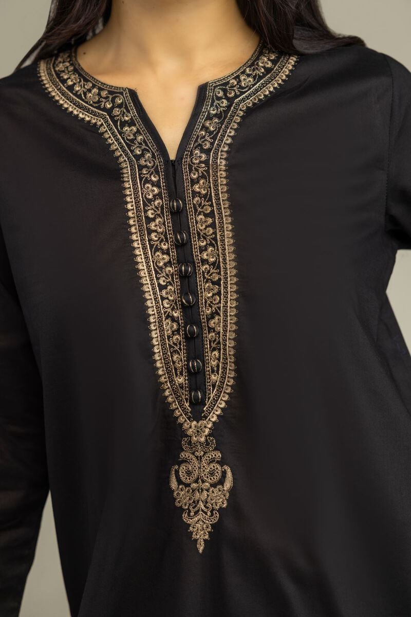 Embroidered | Cambric | Short Black Kurta | USD 35.00