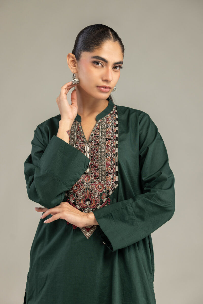 Embroidered | Cambric | Green Cambric Kurta | USD 40.00