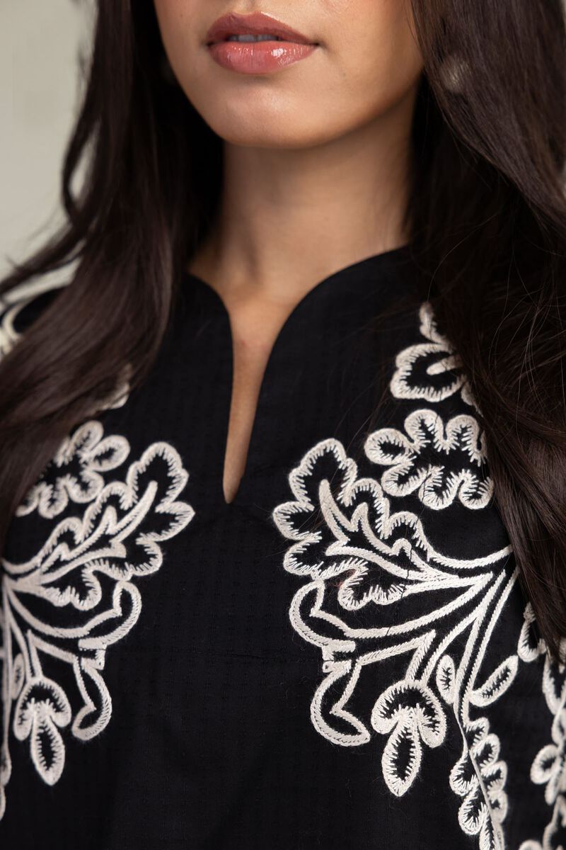 Embroidered | Cotton Dobby | Black Cotton Kurta | USD 45.00