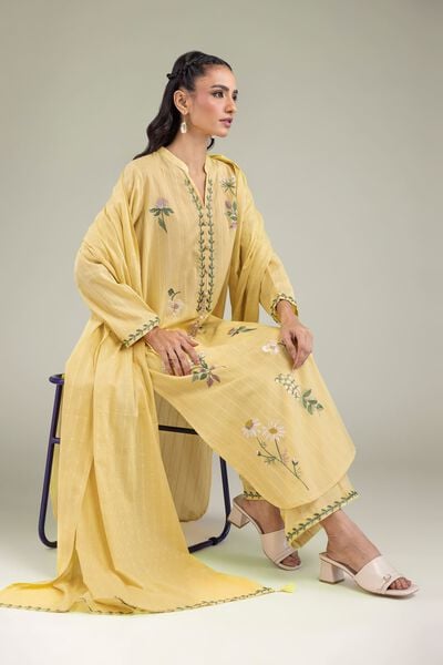 Embroidered | Textured Cotton | Cotton Longline Kurta | USD 45.00