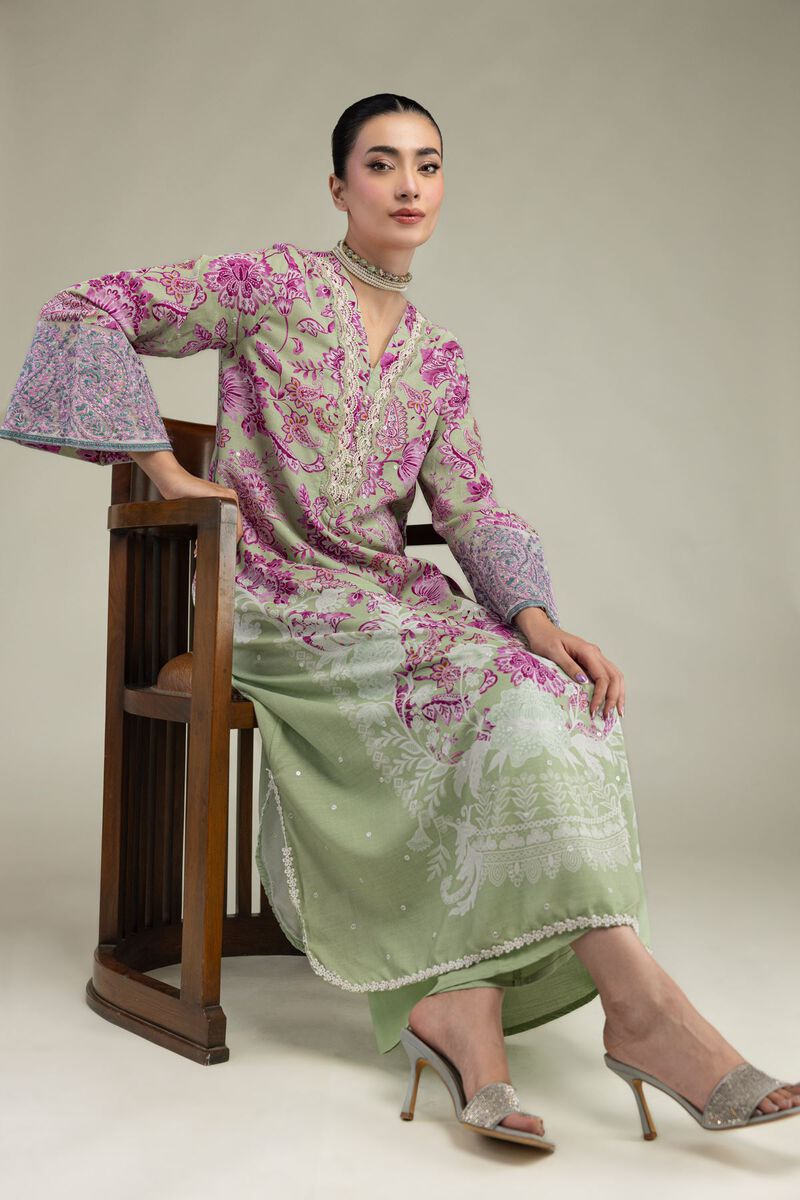 Embroidered | Raw Silk | Floral Longline Kurta | USD 65.00