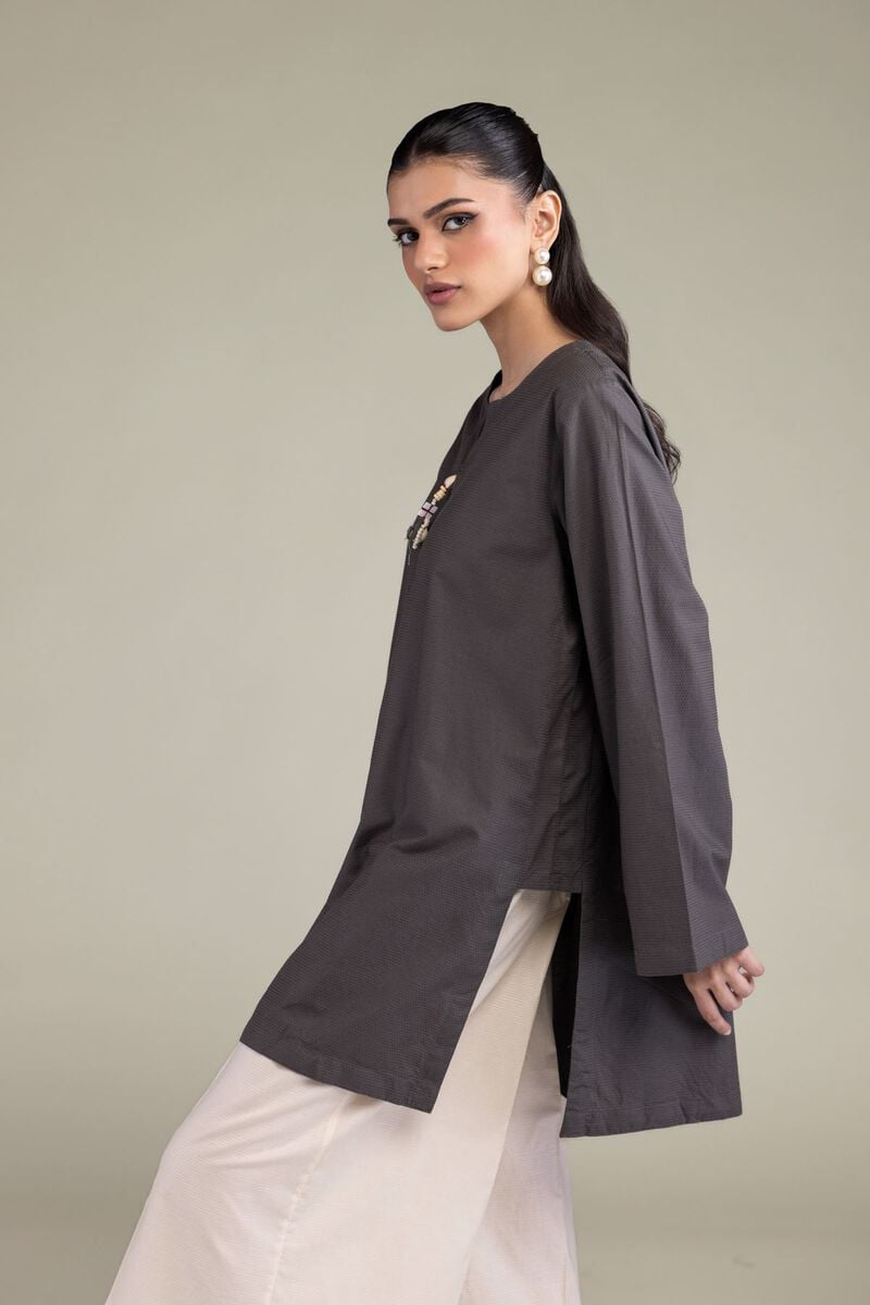 Dyed | Textured Cotton Viscose | Short Solid Kurta | USD 35.00
