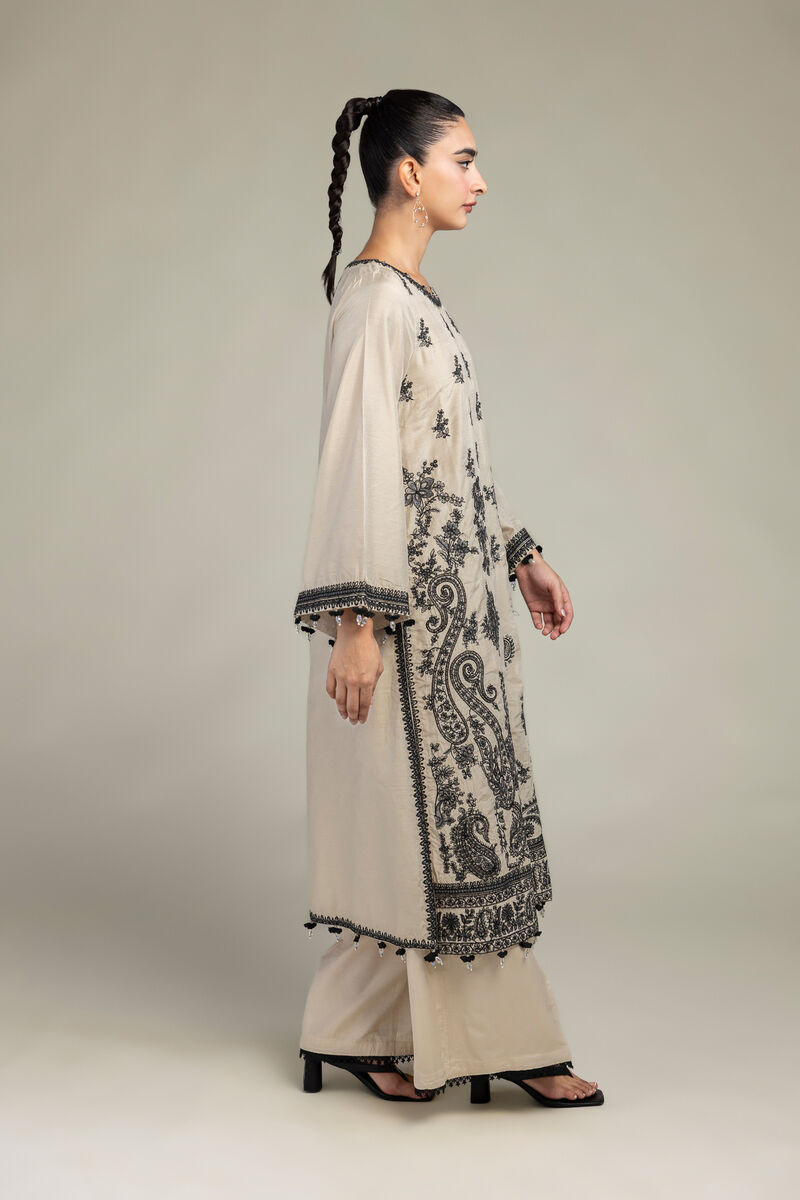 Raw Silk | Beige Solid Pants | USD 30.00
