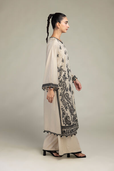 Raw Silk | Beige Solid Pants | USD 30.00