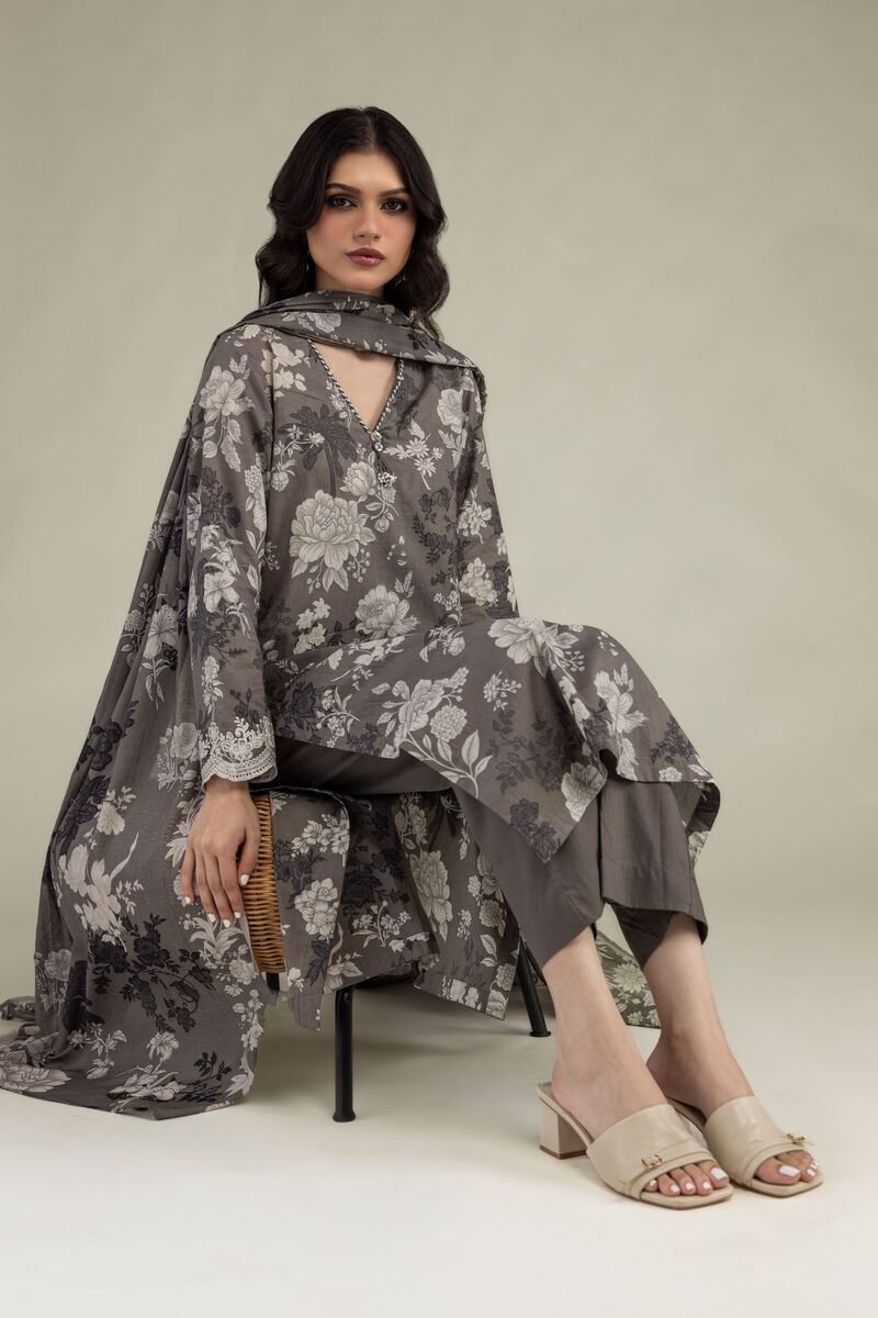 Embroidered | Lawn | Gray Lawn Kurta | USD 35.00