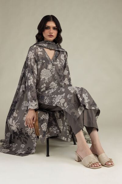 Embroidered | Lawn | Gray Lawn Kurta | USD 35.00