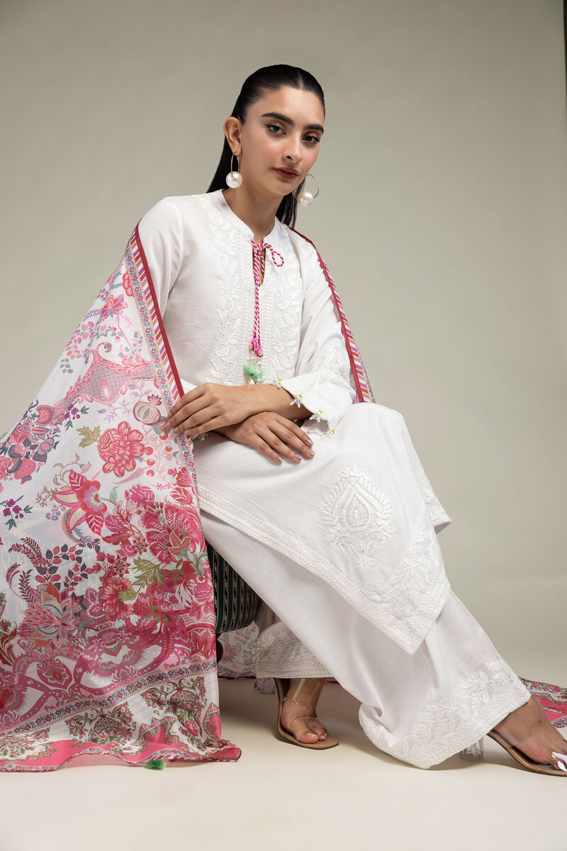 Embroidered  | Polyester Silk | Floral Silk Dupatta | USD 30.00