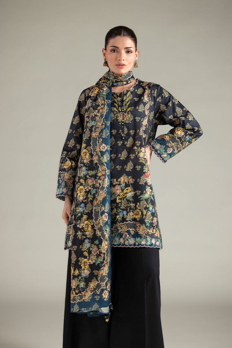 Embroidered | Jacquard | Black Tailored 3-Piece | USD 75.00