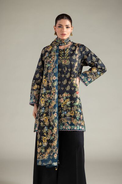Embroidered | Jacquard | Black Tailored 3-Piece | USD 75.00