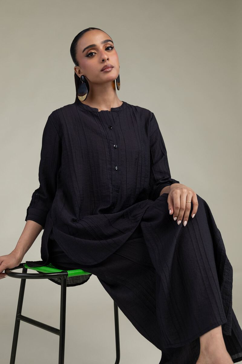 Dyed | Blended Crinkle | Black Crinkle Tunic | USD 40.00