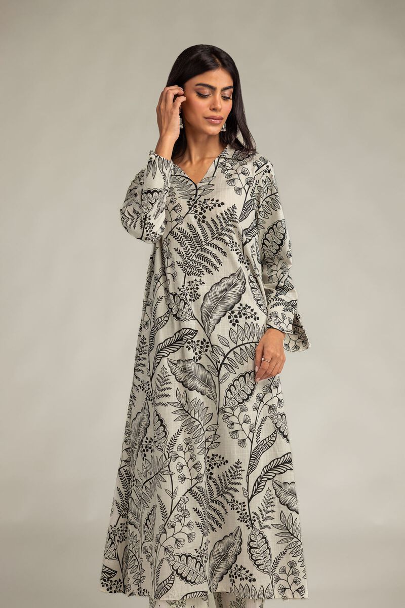 Printed | Textured Cotton | V-Neck Longline Kurta | USD 35.00