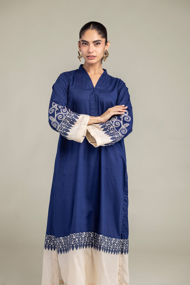 Embroidered | Cotton Dobby | Cotton Navy Kurta | USD 45.00