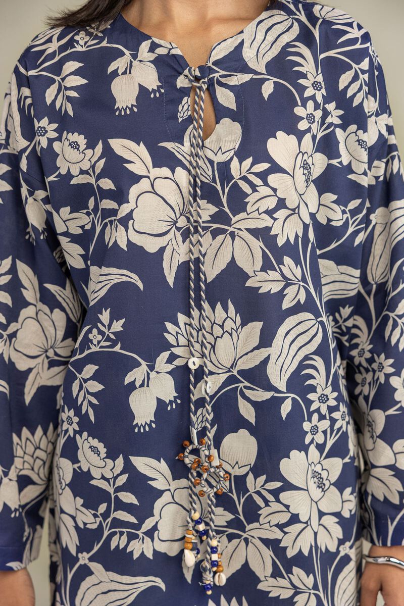Printed | Cambric | Floral Navy Kurta | USD 35.00