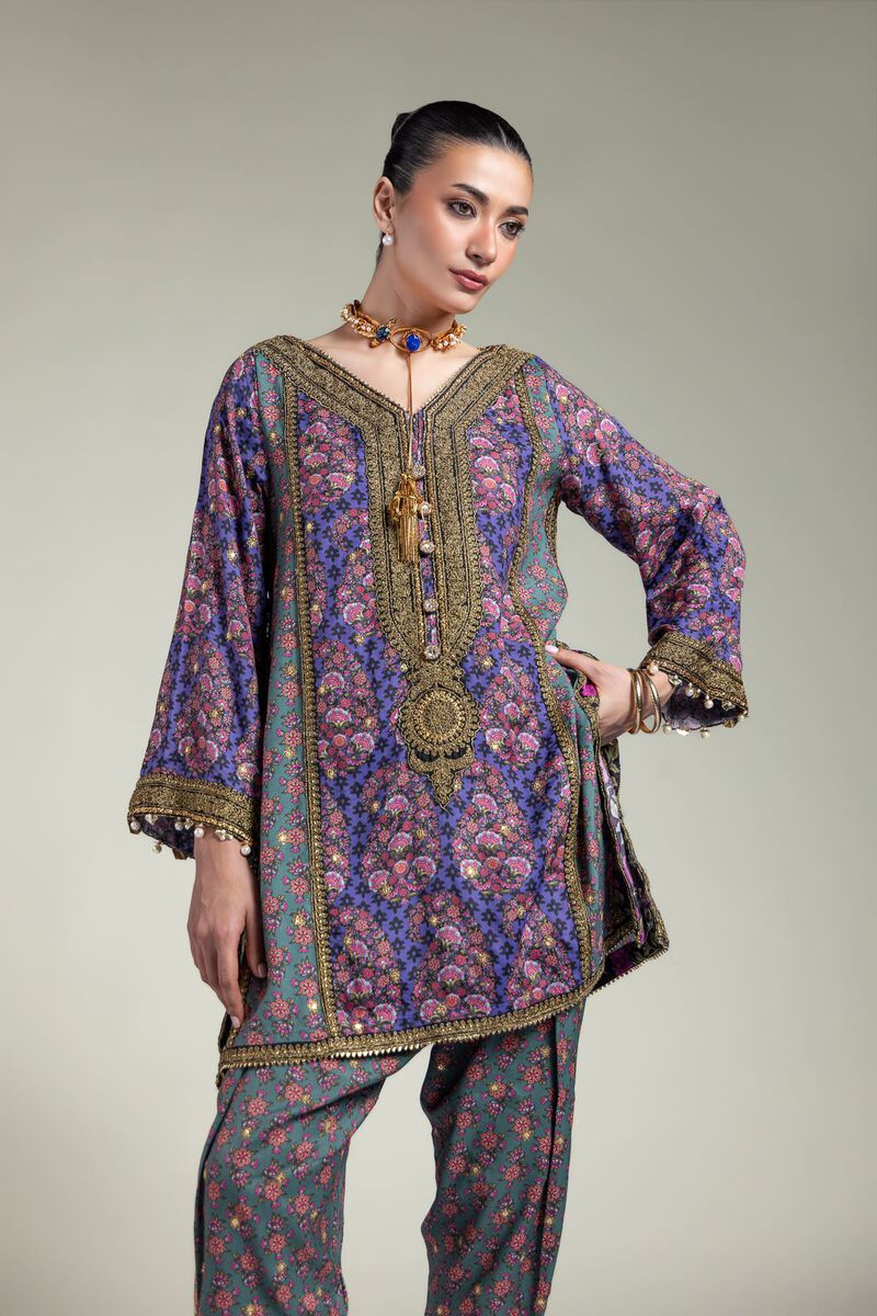 Embroidered | Raw Silk | Floral Co-ord Set | USD 125.00