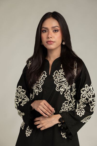 Embroidered | Cotton Dobby | Black Cotton Kurta | USD 45.00
