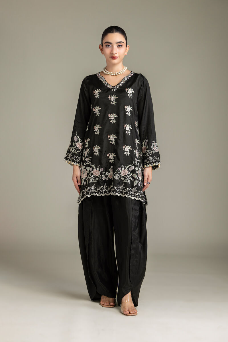 Embroidered | Raw Silk | Black Silk Kurta | USD 70.00