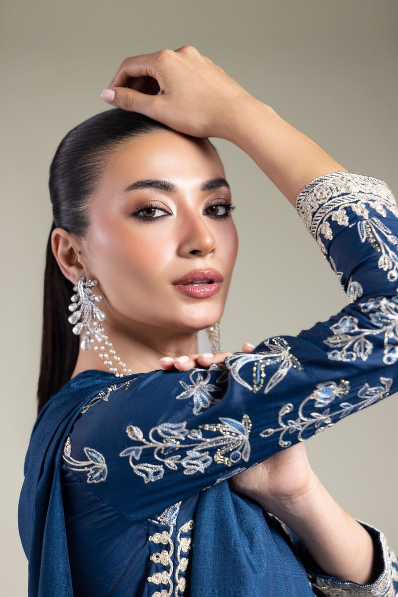 Embroidered | Raw Silk | Navy Silk Set | USD 180.00