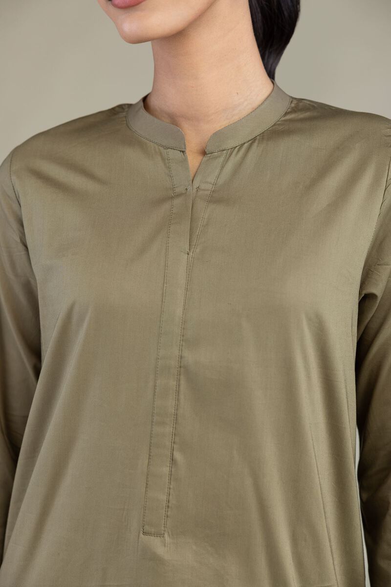 Dyed | Cotton Viscose | Solid Olive Kurta | USD 40.00