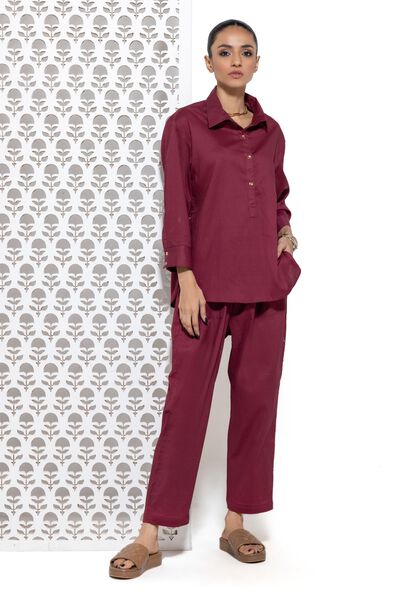 Half Placket Shirt | Slouchy Trousers | Co-ord Set | USD 45.00