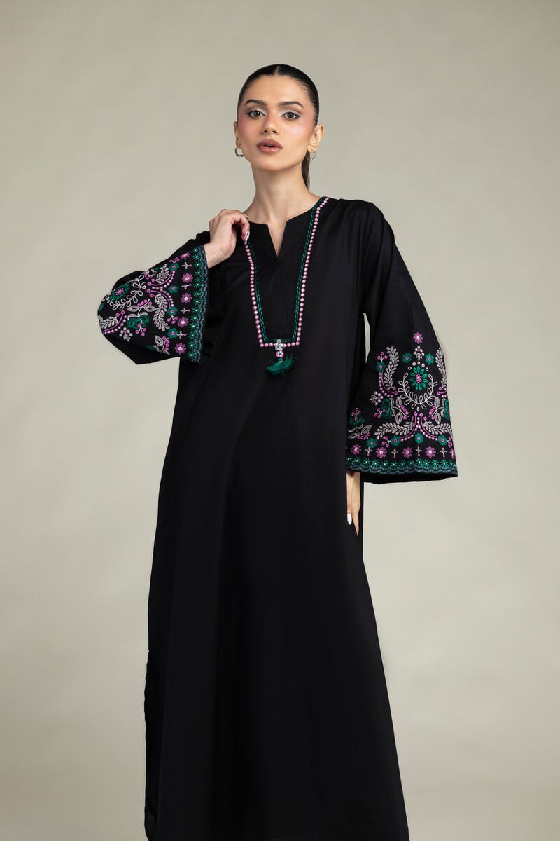 Embroidered | Cambric | Black Cambric Kurta | USD 45.00