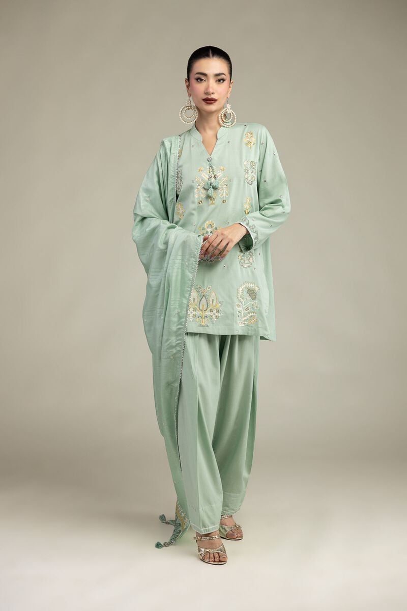 Embroidered | Raw Silk | Floral Embroidered Kurta | USD 45.00