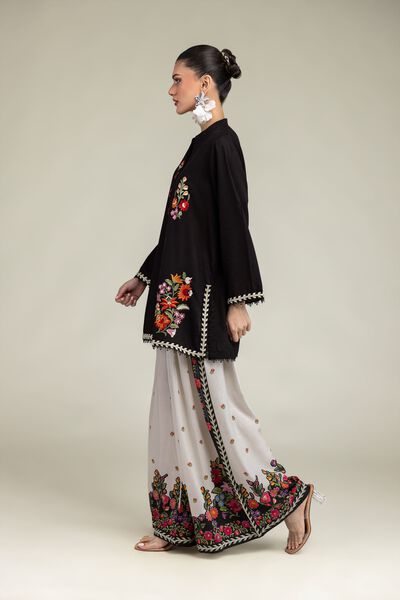 Embroidered | Raw Silk | Silk Floral Pants | USD 30.00