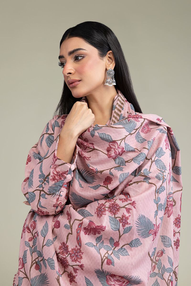 Printed | Lawn | Floral Pink Dupatta | USD 25.00