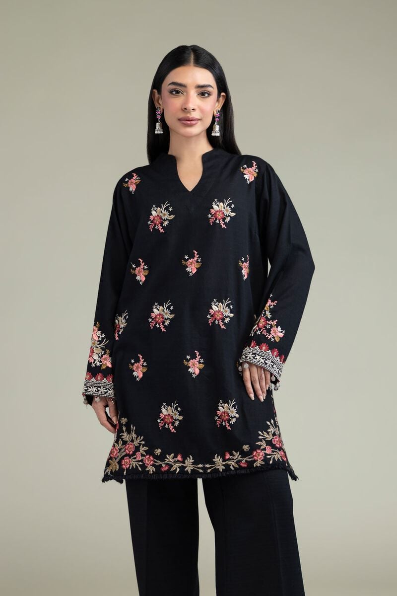 Embroidered | Cotton Dobby | Black Cotton Kurta | USD 40.00