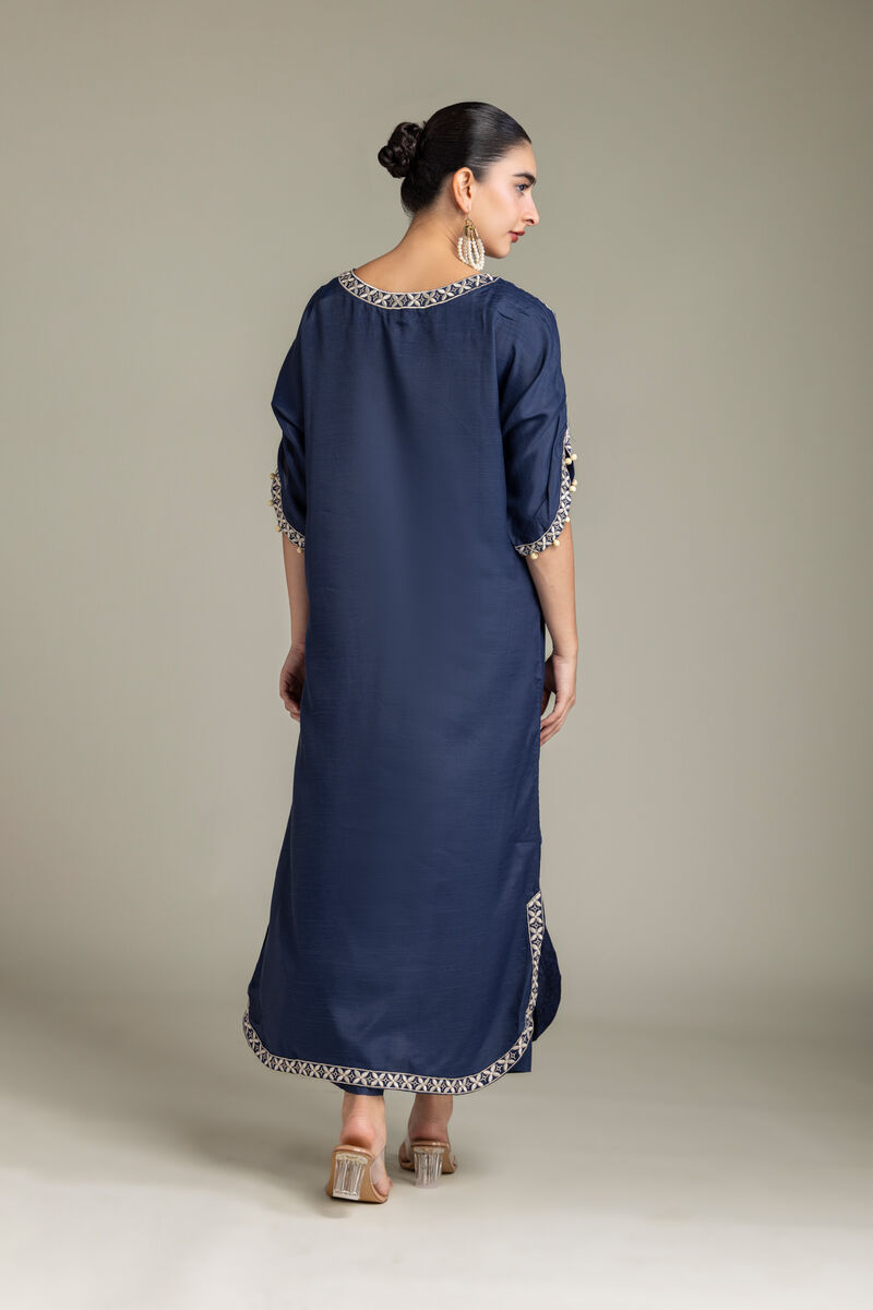 Embroidered | Raw Silk | Navy Embroidered Kurta | USD 70.00