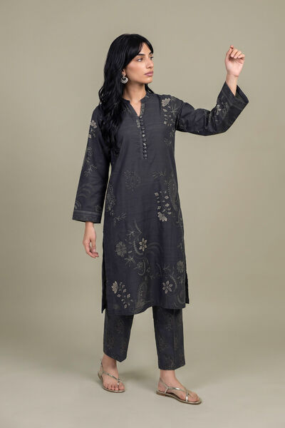 Printed | Light Khaddar | Floral Black Pants | USD 35.00