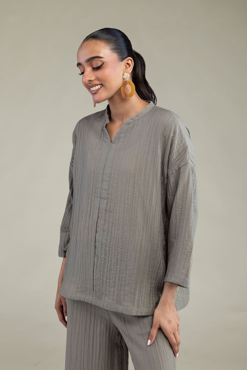 Dyed | Blended Crinkle | Crinkle V-Neck Blouse | USD 40.00