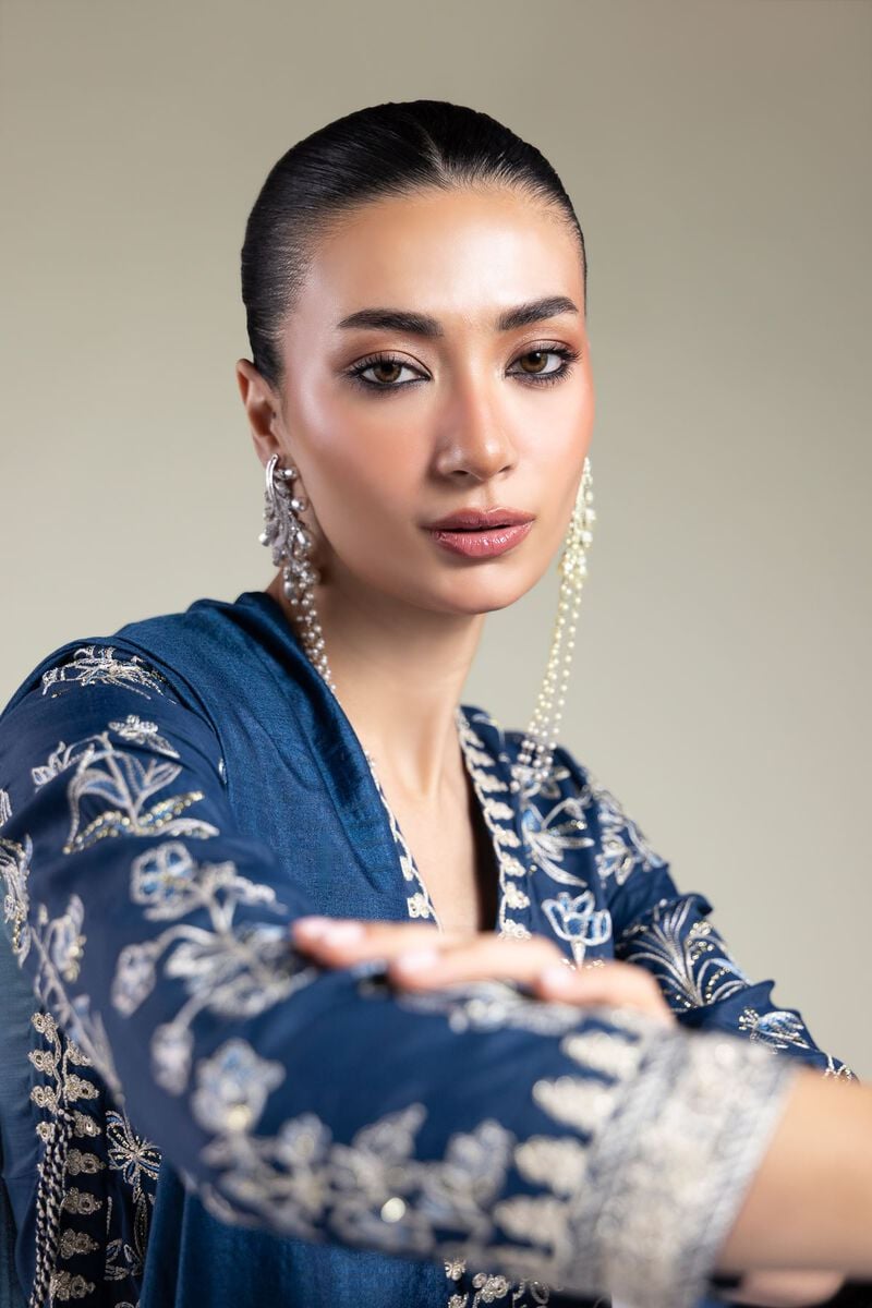 Embroidered | Raw Silk | Navy Silk Set | USD 180.00