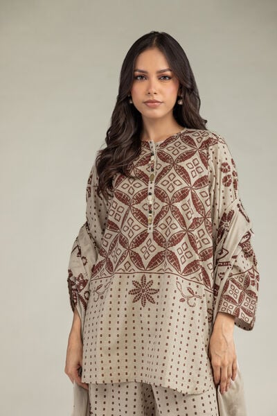 Printed | Cotton Dobby | Beige Cotton Kurta | USD 30.00