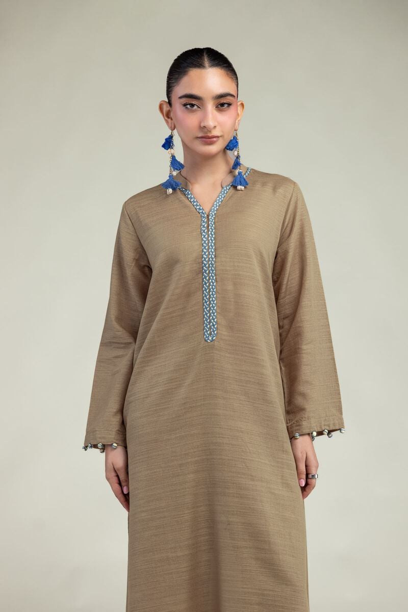Dyed | Textured Cotton | Long Cotton Kurta | USD 35.00