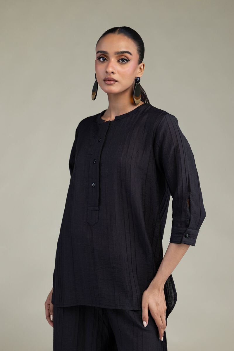 Dyed | Blended Crinkle | Black Crinkle Tunic | USD 40.00