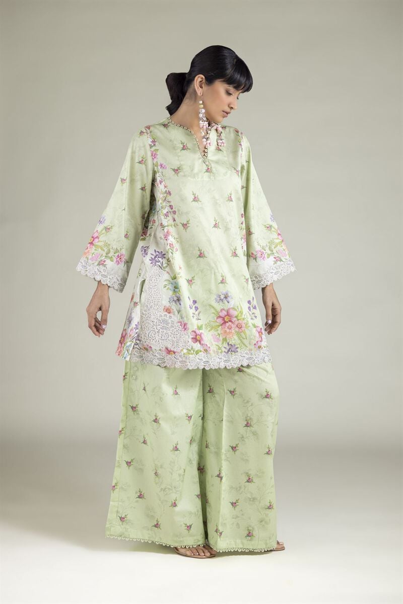 Embroidered | Satin | Tailored 2 Piece | Top and Bottom | USD 60.00