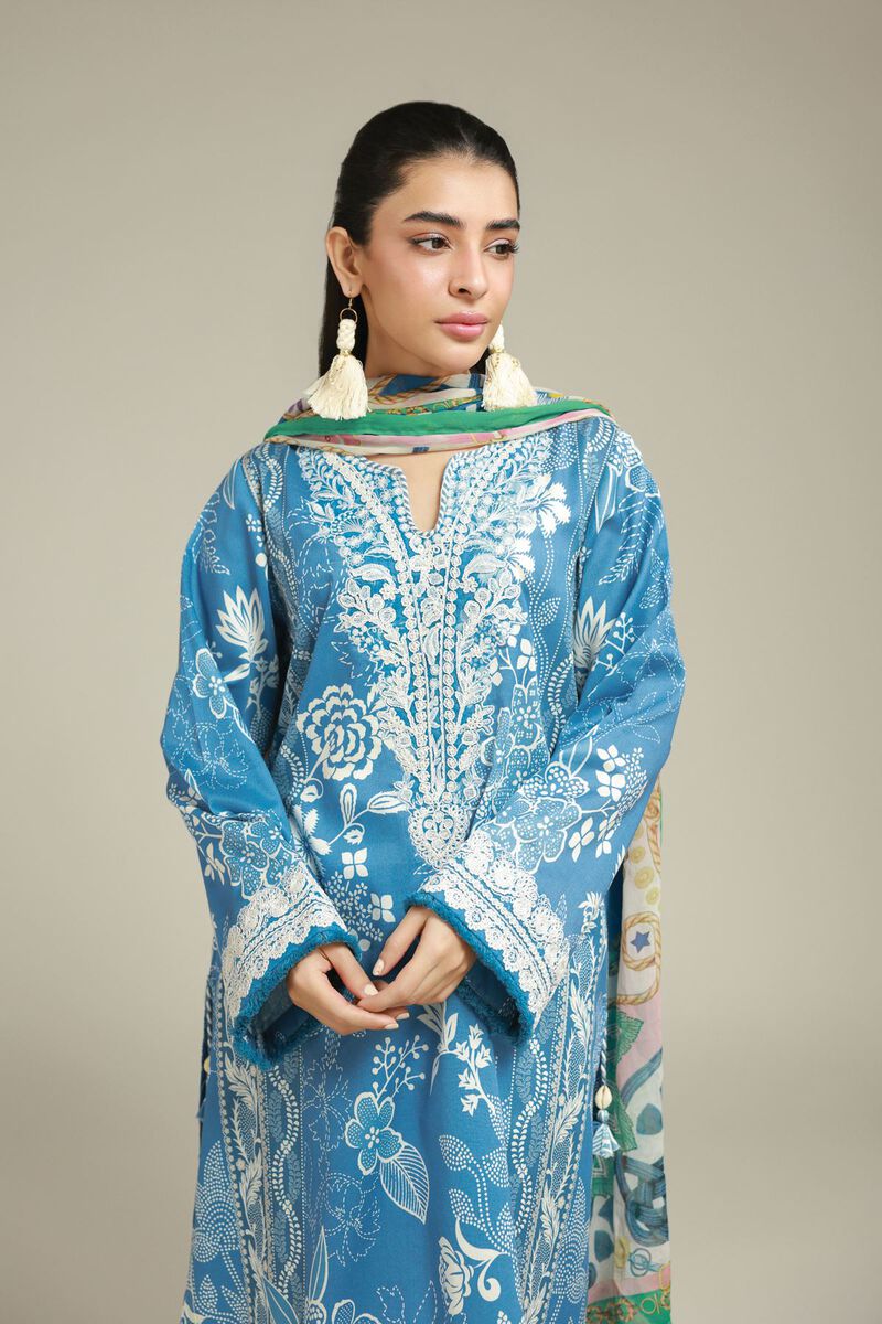 Embroidered | Satin | 3-Piece Tailored Set | USD 75.00