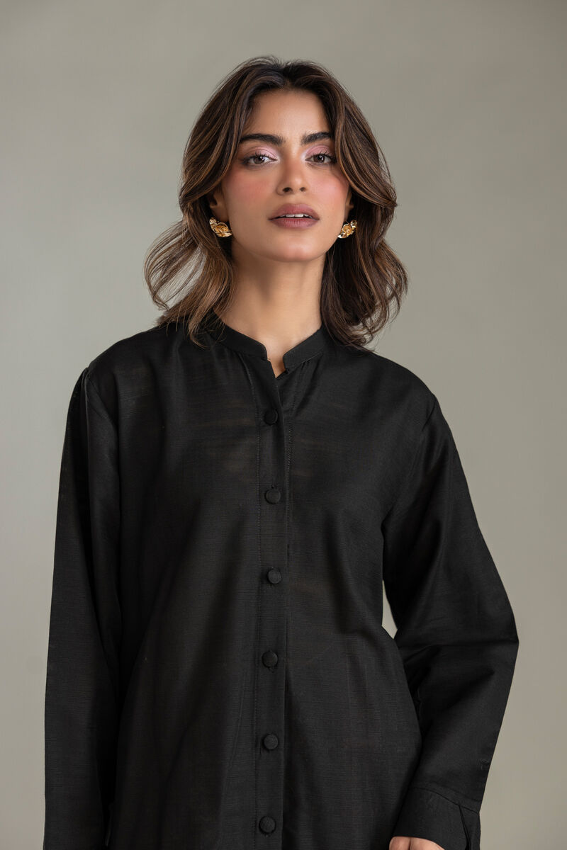 Printed | Light Khaddar | Black Longline Kurta | USD 35.00