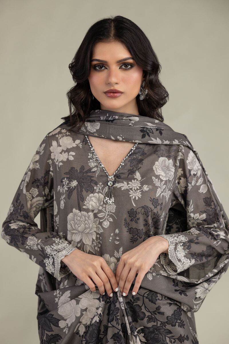 Embroidered | Lawn | Gray Lawn Dupatta | USD 25.00