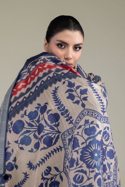 Embroidered | Polyester Silk | Blue Silk Dupatta | USD 30.00