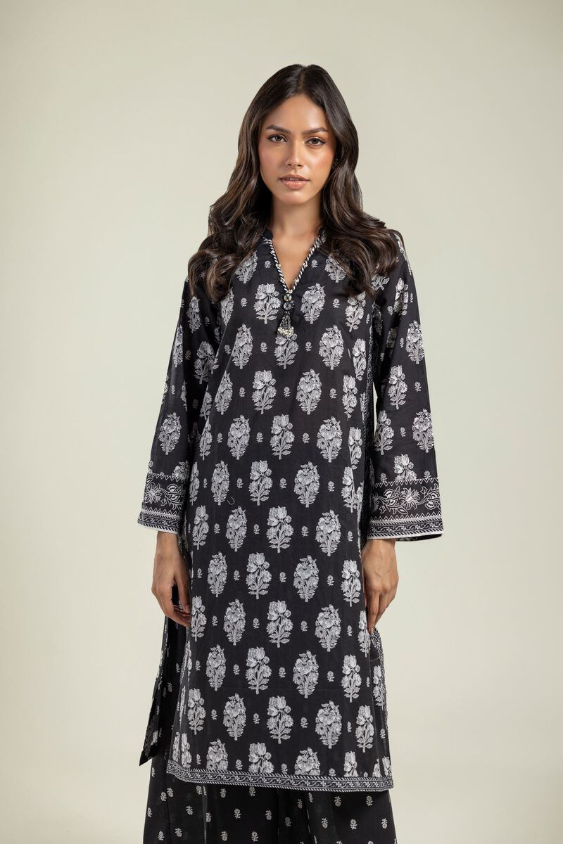Printed | Cambric | Black Longline Kurta | USD 30.00