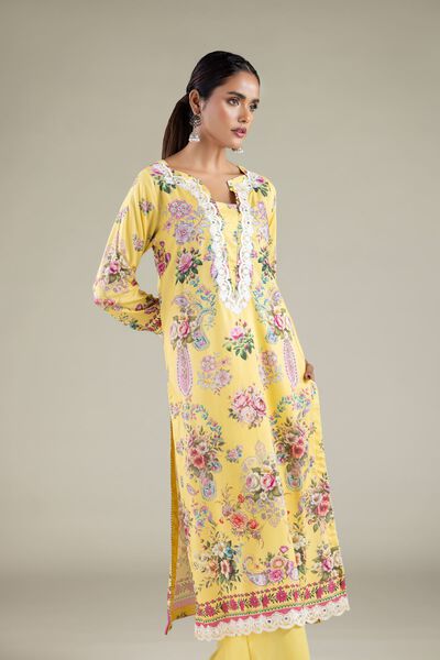Embroidered | Viscose | Paisley Longline Kurta | USD 40.00