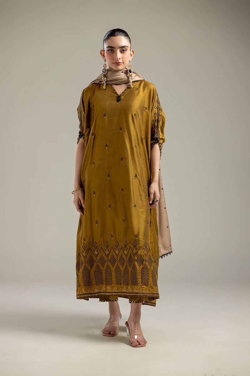 Raw Silk | Silk Mustard Pants | USD 35.00